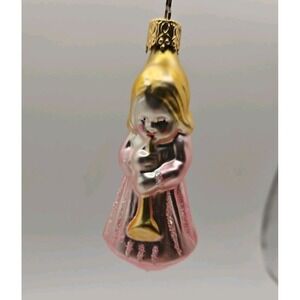 Vintage INGE-GLASS Christmas Ornament  / Pink Angel  (459)‎